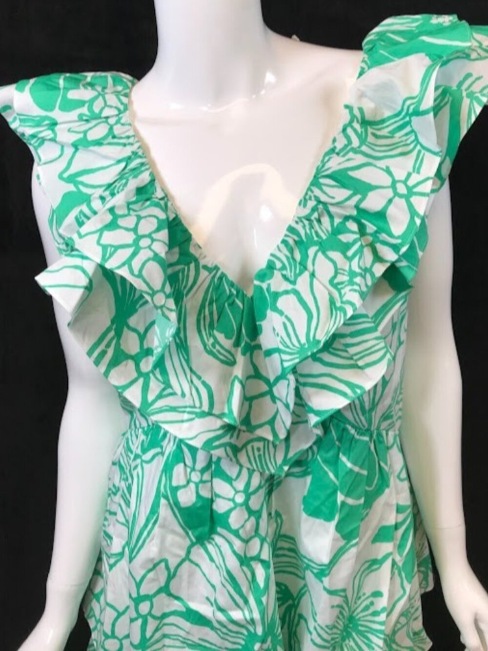 NWT Lilly Pulitzer RitaMarie V-Neck Ruffle Dress Spearmint Green Size 14 - Picture 3 of 13